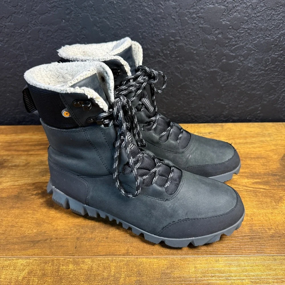 Bogs Arcata Ltr Tall 72843-001 Black Leather Waterproof Winter Boots Womens 7.5